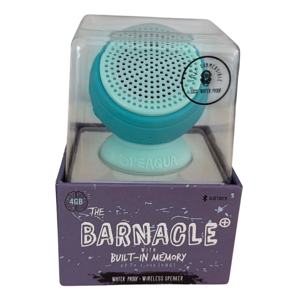 Speaqua The Barnacle+ Waterproof Bluetooth Speaker 4GB Built-in Memory Teal Blue